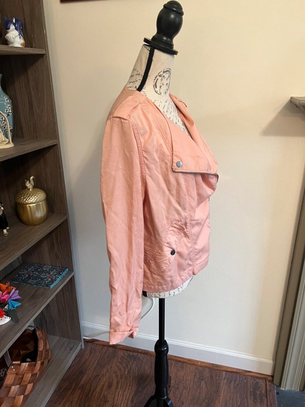 Sanctuary Moto Jacket Lyocell Pink Lightweight Asymmetrical Zip Up Lightweight L - Picture 2 of 7